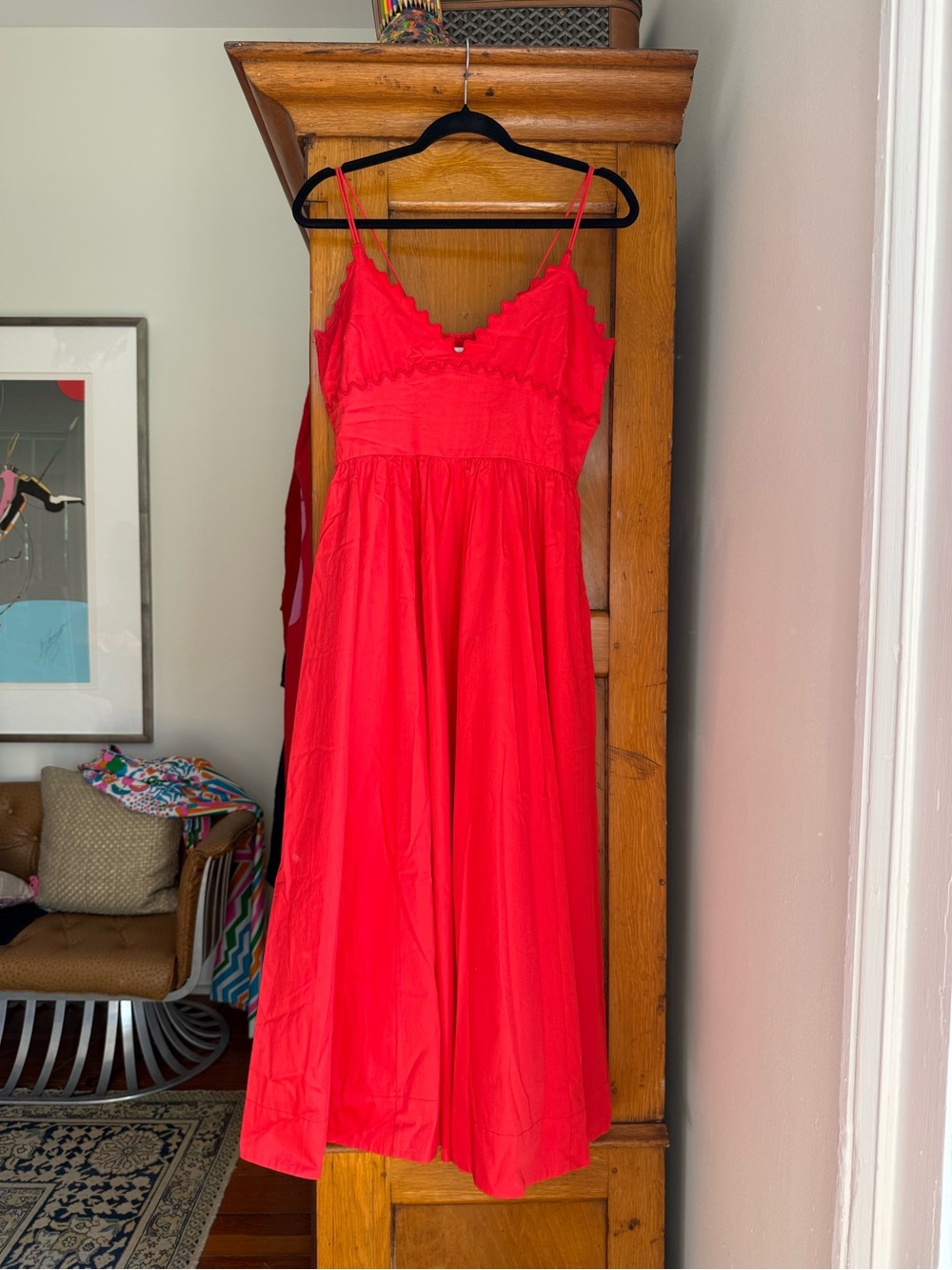 La Ligne Red Spaghetti Strap Dress